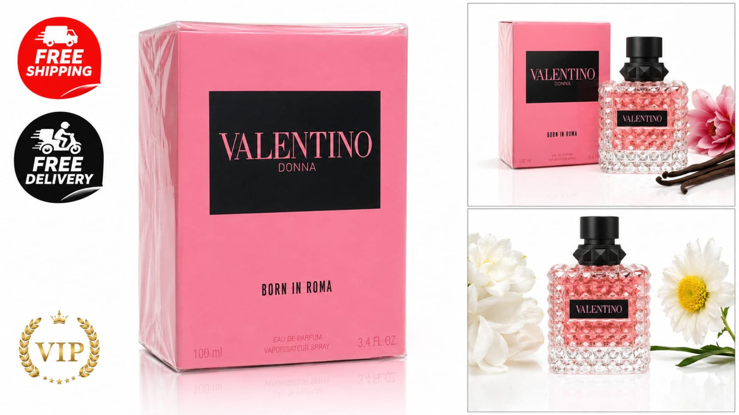 Valentino Donna Born In Roma Eau de Parfum for Women 3.4 fl oz / 100ml Luxury Floral Amber Perfume