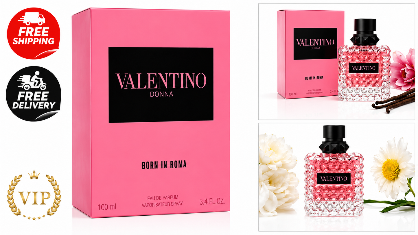 Valentino Donna Born In Roma Eau de Parfum for Women 3.4 fl oz / 100ml Luxury Floral Amber Perfume
