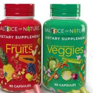Balance of Nature Fruits & Veggies Dietary Supplement Capsules | 90 Fruits + 90 Veggies Capsules | Whole Food Ingredients