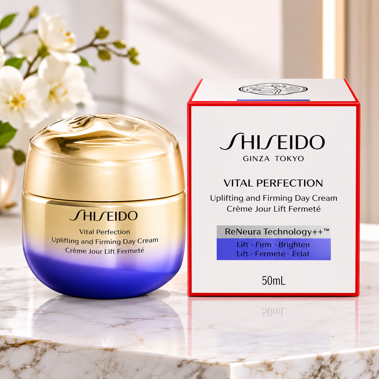 Shiseido Vital Perfection Uplifting & Firming Day Cream 50ml | ReNeura Technology++ | Anti-Aging Moisturizer