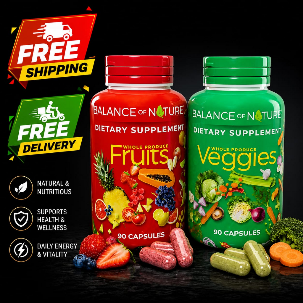 Balance of Nature Fruits & Veggies Dietary Supplement Bundle | 90 Capsules Each | Whole Fruit & Vegetable Capsules